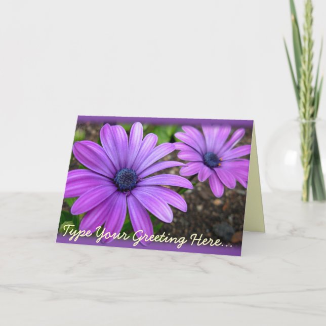Daisy Card Blue Flowers Custom Grußkarten Karte (Vorderseite)