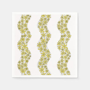 Daisy Chain Wiggly Blume Streifen gelb Serviette
