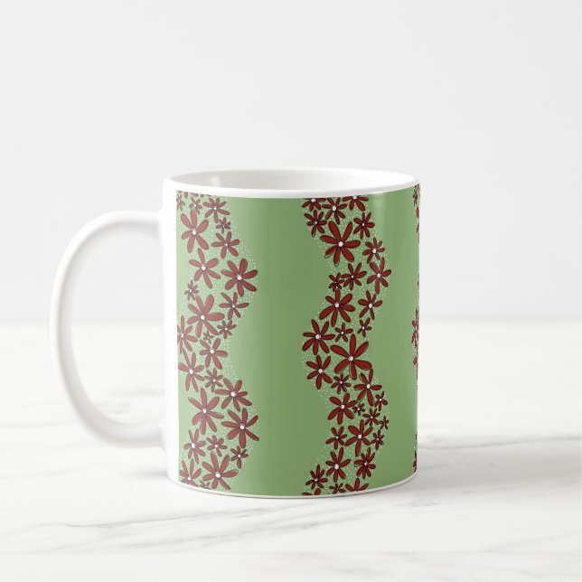 Daisy Chain Wiggly Blume Streifen grün Kaffeetasse (Links)