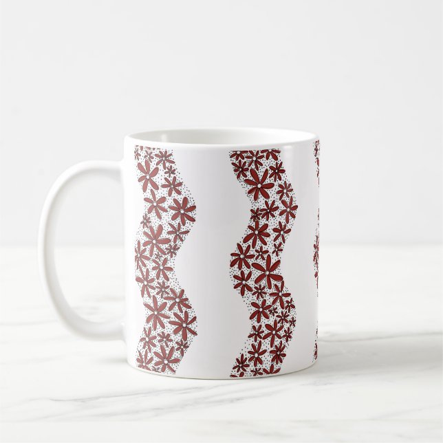 Daisy Chain Wiggly Blume Streifen rot Kaffeetasse (Links)