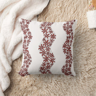 Daisy Chain Wiggly Blume Streifen rot Kissen
