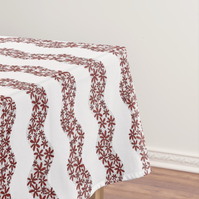Daisy Chain Wiggly Blume Streifen rot Tischdecke (Beispiel)