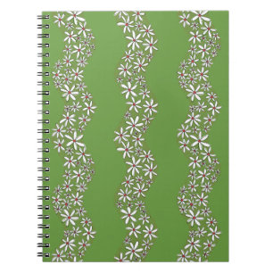 Daisy Chain Wiggly Blume Streifen weiß grün Notizblock