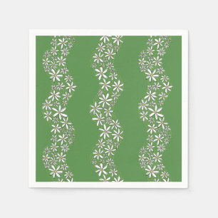 Daisy Chain Wiggly Blume Streifen weiß grün Serviette