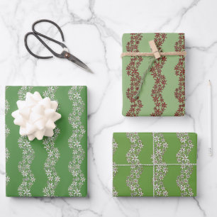 Daisy Chain Wiggly Blume Streifen weiß rot Geschenkpapier Set