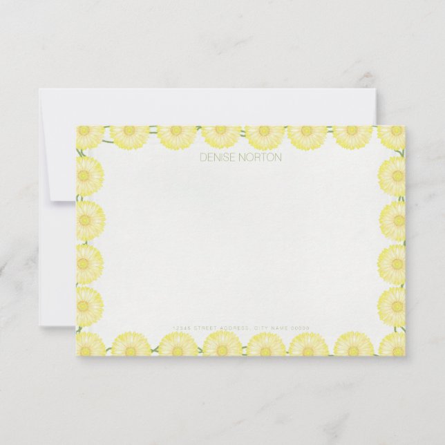 Daisy Chain Yellow Gerbera Note Card Einladung (Vorderseite)