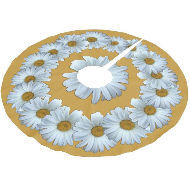 Daisy Christmas Tree Daisy Blume Tree Skirt Polyester Weihnachtsbaumdecke (Schrägansicht)