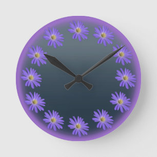 Daisy Clock Lila Daisis Blue Blume Wall Clock Runde Wanduhr