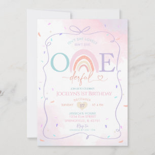 Daisy Colorful Handgezeichnet 1. Geburtstag Rainbo Einladung