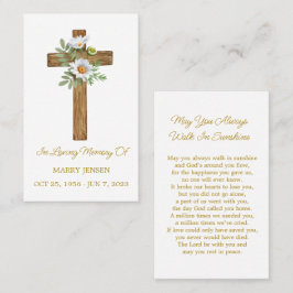 Daisy Cross Memorial Funeral Prayer Card Visitenkarte
