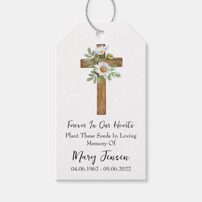 Daisy Cross Memorial Funeral Seed Packet  Geschenkanhänger (Vorderseite)