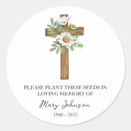 Daisy Cross Memorial Funeral Seed Packet Runder Aufkleber