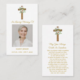 Daisy Cross Memorial Photo Funeral Prayer Card Visitenkarte