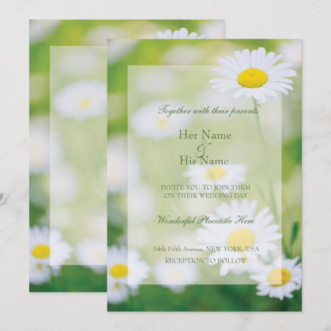 Daisy Daisies Blume Floral Summer Wedding Einladung (Vorne/Hinten)