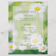 Daisy Daisies Blume Floral Summer Wedding Menu