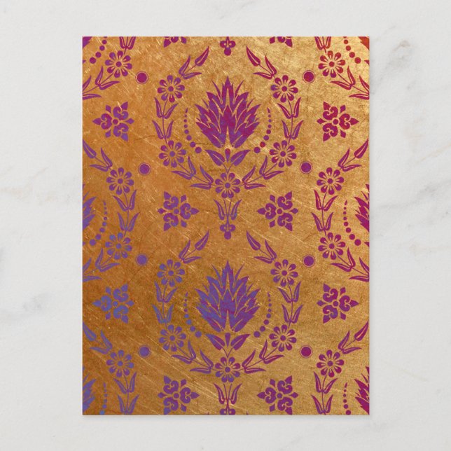 Daisy Damask, BRUSHED METAL Postkarte (Vorderseite)