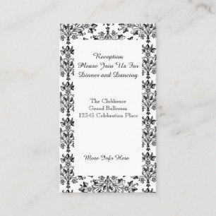 Daisy Damask Schwarz-weiße benutzerdefinierte Empf Begleitkarte