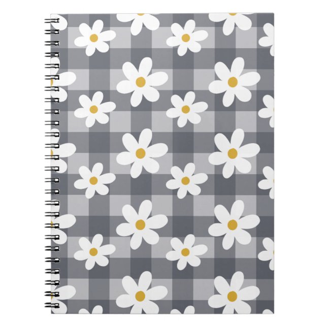 Daisy Days Notebook - Black Gingham Notizblock (Vorderseite)