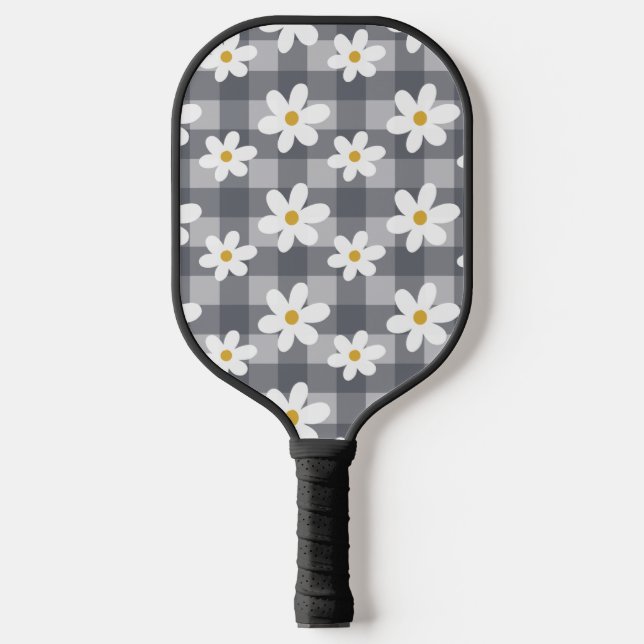 Daisy Days Pickelball Paddle - Black Gingham (Vorderseite)