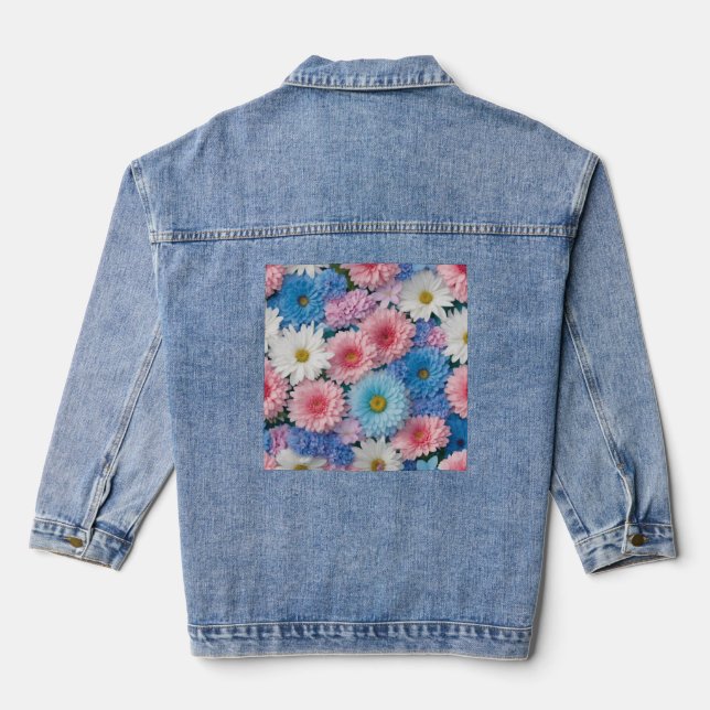 *Daisy Daze Denim Delight: Blumenmuster-Jacket Jeansjacke (Rückseite)