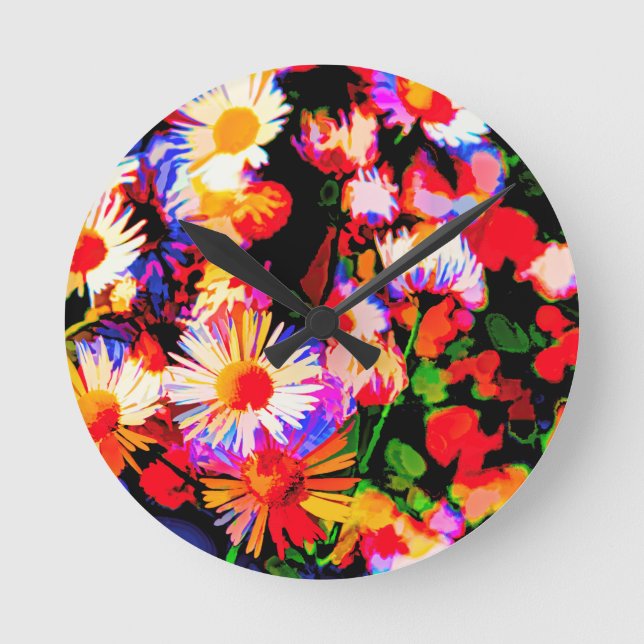Daisy Daze Runde Wanduhr (Vorderseite)
