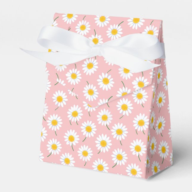 Daisy Delight: Gastgeschenke in rosa Blüte Geschenkschachtel (Vorderseite)