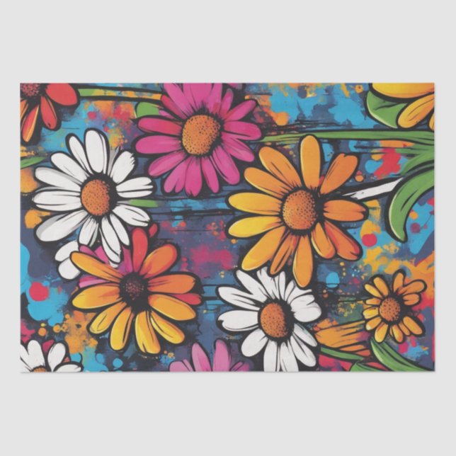 Daisy Delight Pop Art Blossoms decoupage Seidenpapier (Vorderseite)