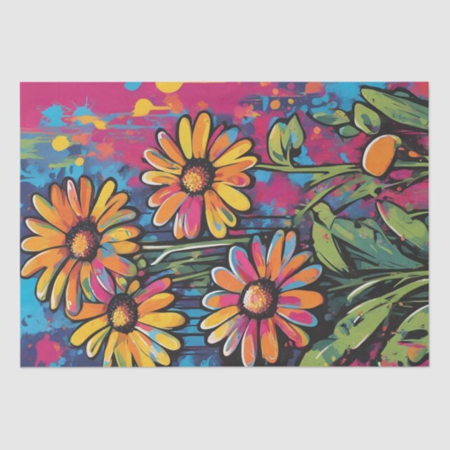 Daisy Delight Pop Art Blossoms decoupage Seidenpapier (Vorderseite)