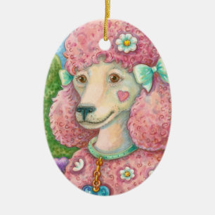 DAISY Der rosa Pudel WEIHNACHTS SCHMUCK Keramikornament