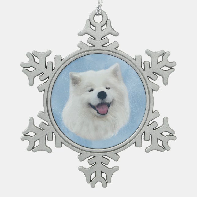Daisy die samoyed schneeflocken Zinn-Ornament (Vorderseite)