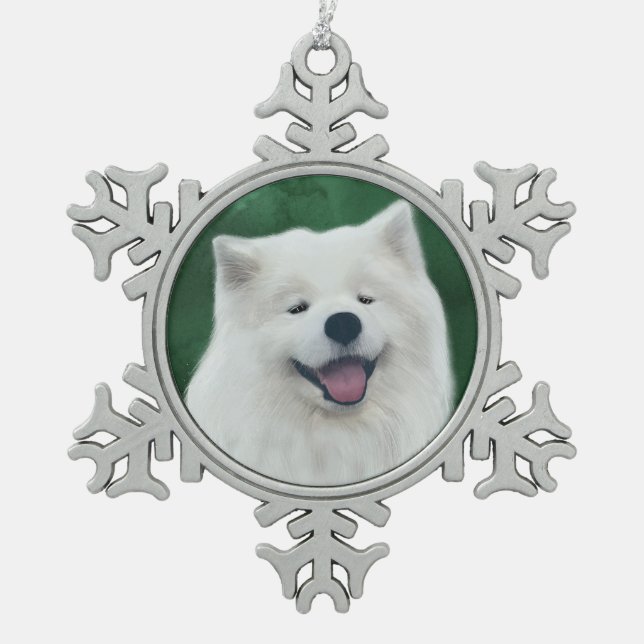 Daisy die samoyed schneeflocken Zinn-Ornament (Vorderseite)