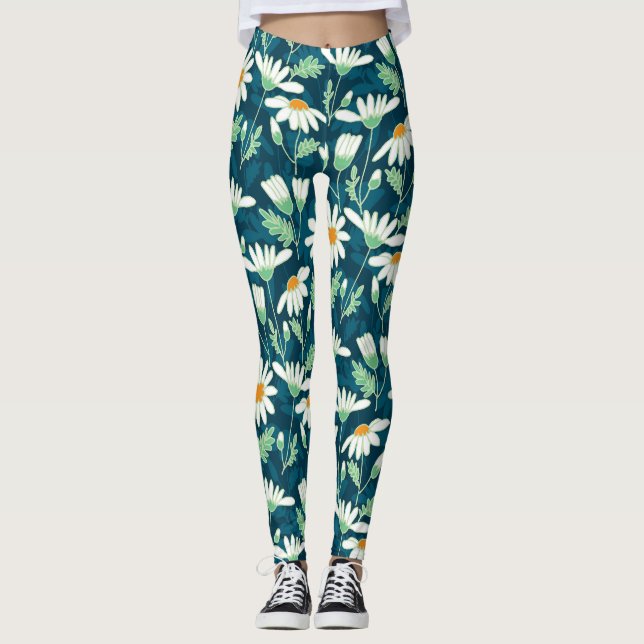 Daisy Ditsy Chamomile Romantische Print Leggings (Vorderseite)