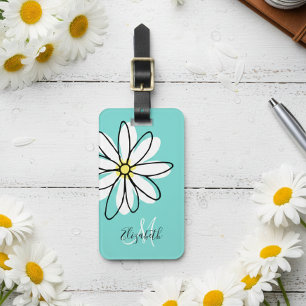 Daisy Doodle Blume Personalisiert Monogramm Luggag Gepäckanhänger