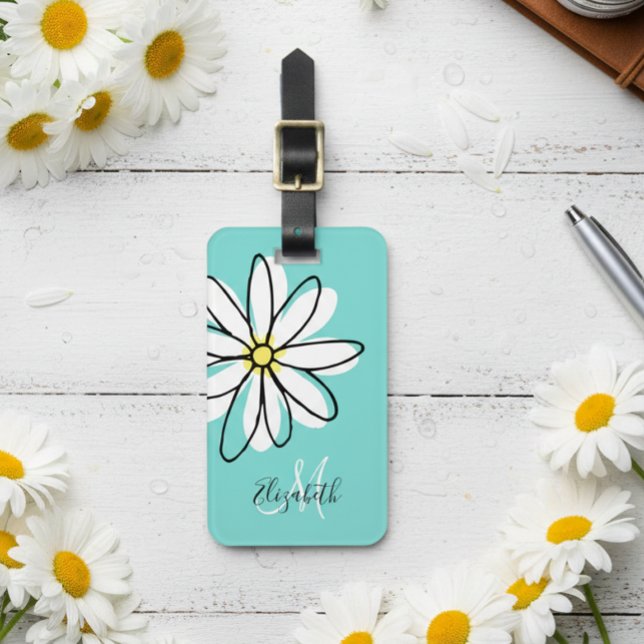 Daisy Doodle Blume Personalisiert Monogramm Luggag Gepäckanhänger (Von Creator hochgeladen)