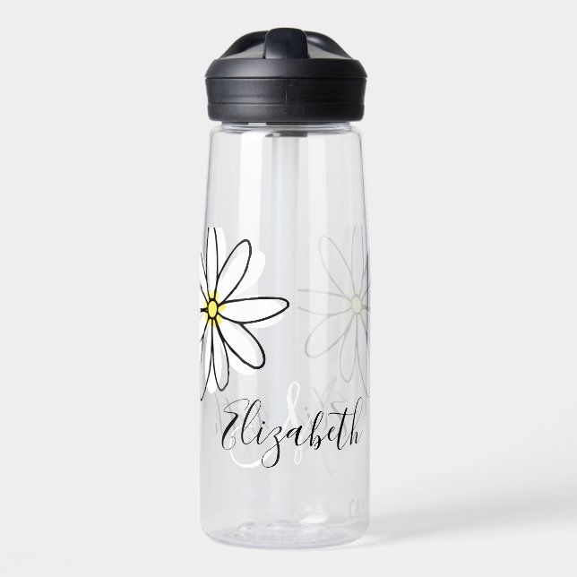 Daisy Doodle Blume Personalisiert Monogramm Trinkflasche (Vorne)