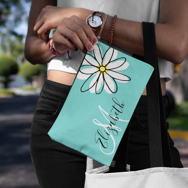 Daisy Doodle Blume Personalisiert Monogramm Zubehörtasche (Von Creator hochgeladen)