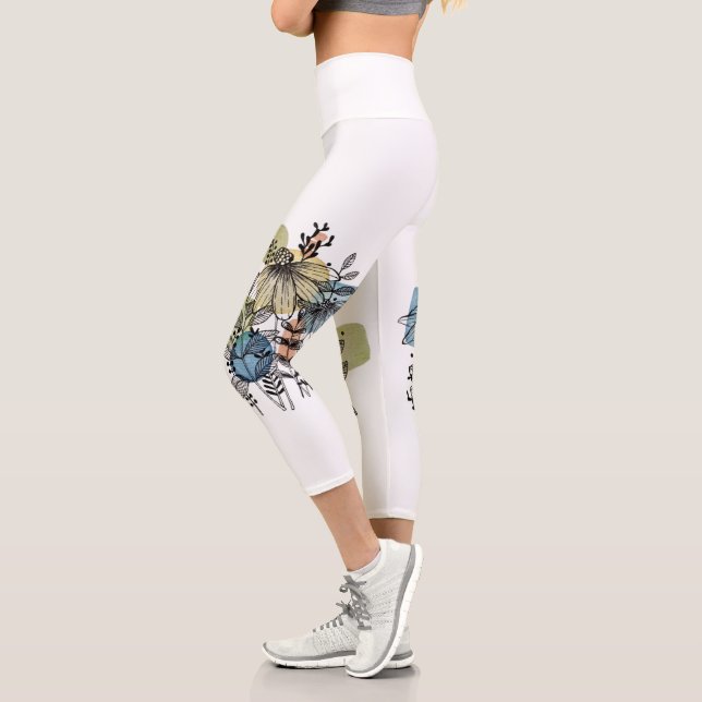 Daisy Doodle in Tinte und Wasserfarbe Capri Leggings (Links)