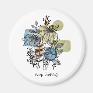 Daisy Doodle in Tinte und Wasserfarbe Magnet