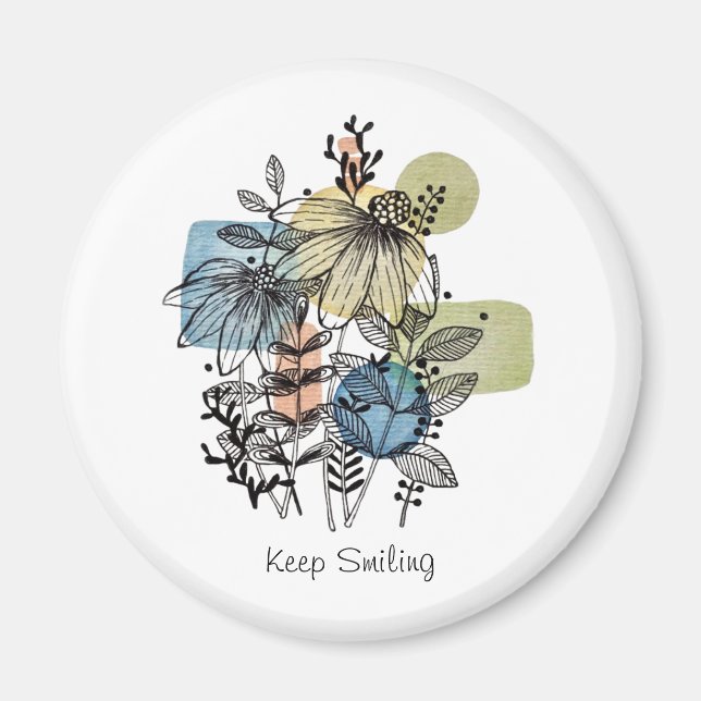 Daisy Doodle in Tinte und Wasserfarbe Magnet (Vorne)