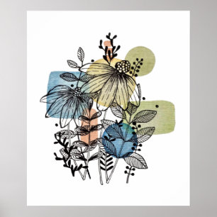 Daisy Doodle in Tinte und Wasserfarbe Poster