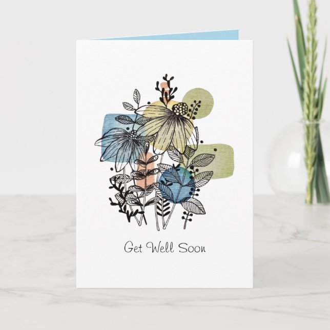 Daisy Doodle in Tinte und Wasserfarbkarte Karte (Vorderseite)