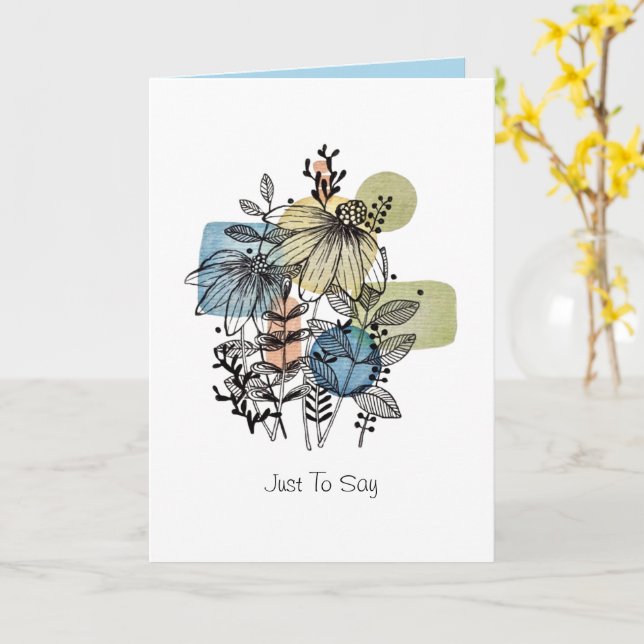 Daisy Doodle in Tinte und Wasserfarbkarte Karte (Gelbe Blume)