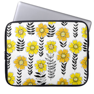 Daisy Doodles in Gelb und Schwarz Laptopschutzhülle