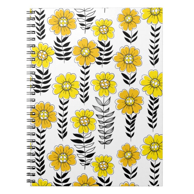 Daisy Doodles in Gelb und Schwarz Notizblock (Vorderseite)