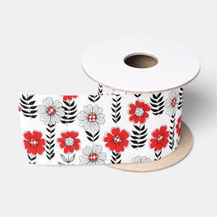Daisy Doodles in rot und schwarz Satinband