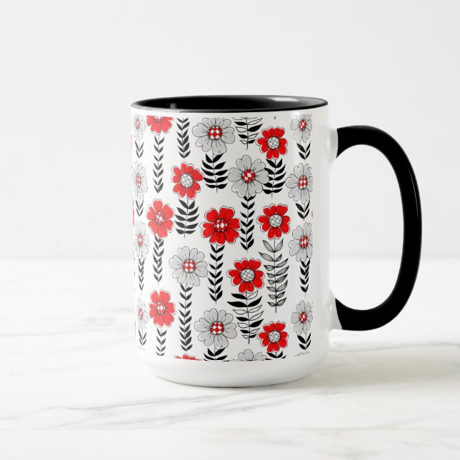 Daisy Doodles in rot und schwarz Tasse (Rechts)