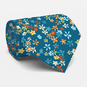 Daisy Dot Floral Aquamarin zweiseitig bedruckt Krawatte