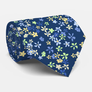 Daisy Dot Floral Navy zweiseitig bedruckt Krawatte