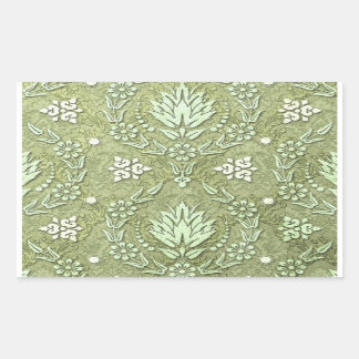 Daisy Double Damask in Shades of Olive Green Rechteckiger Aufkleber