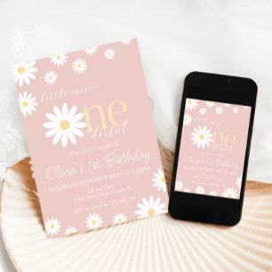 Daisy-Einladung zum ersten Geburtstag Boho Retro D Einladung